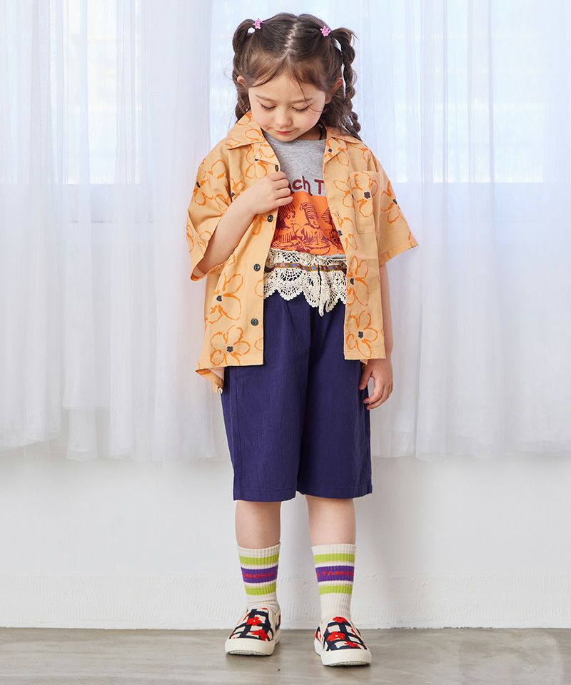 All-over print open collar shirt - Orange