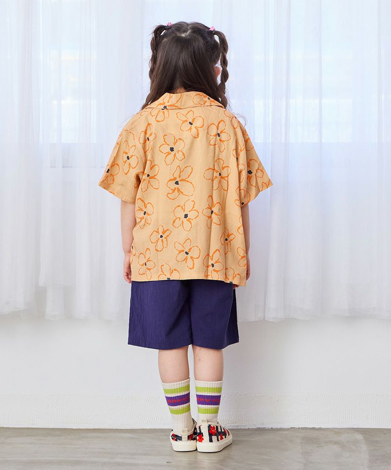 All-over print open collar shirt - Orange
