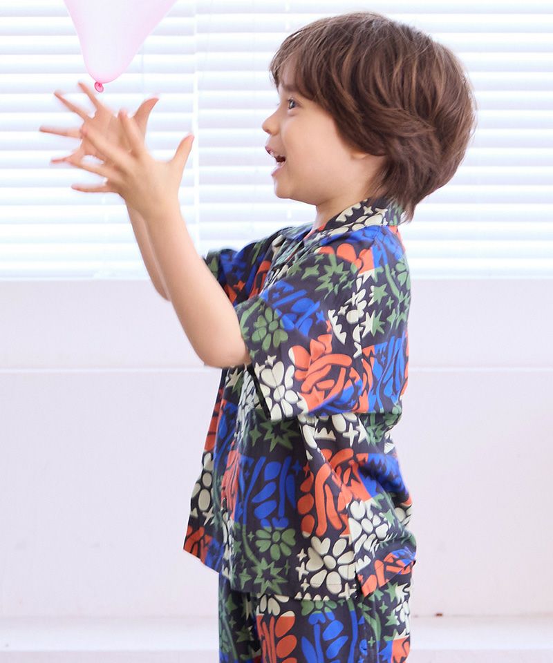 All-over print open collar shirt - Charcoal