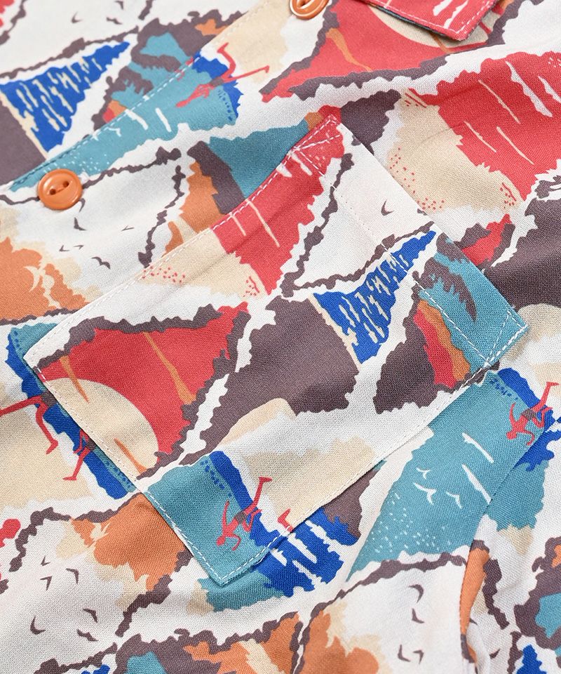 All-over print open collar shirt - Multicolor