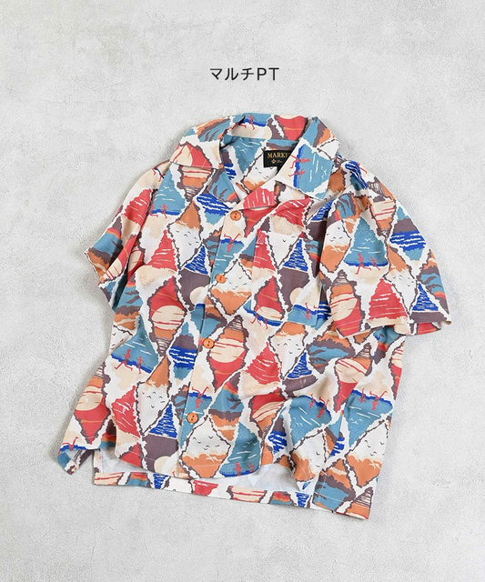 All-over print open collar shirt - Multicolor