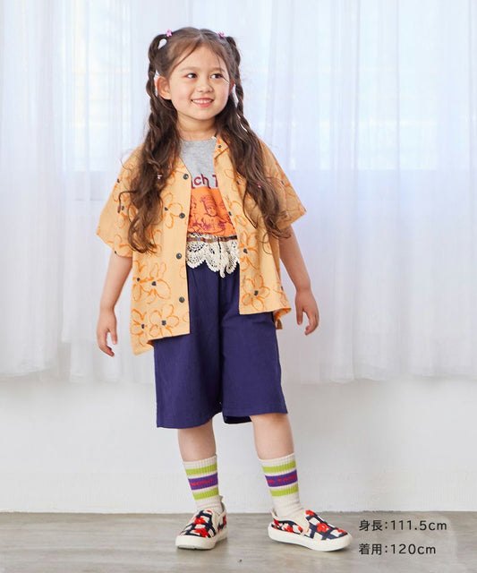 All-over print open collar shirt - Orange