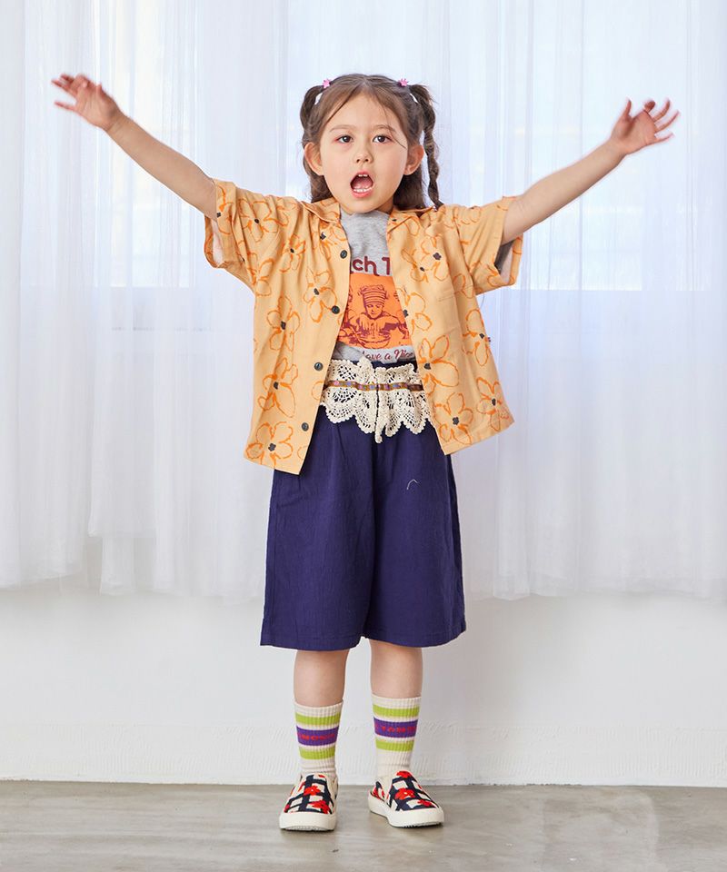 All-over print open collar shirt - Orange