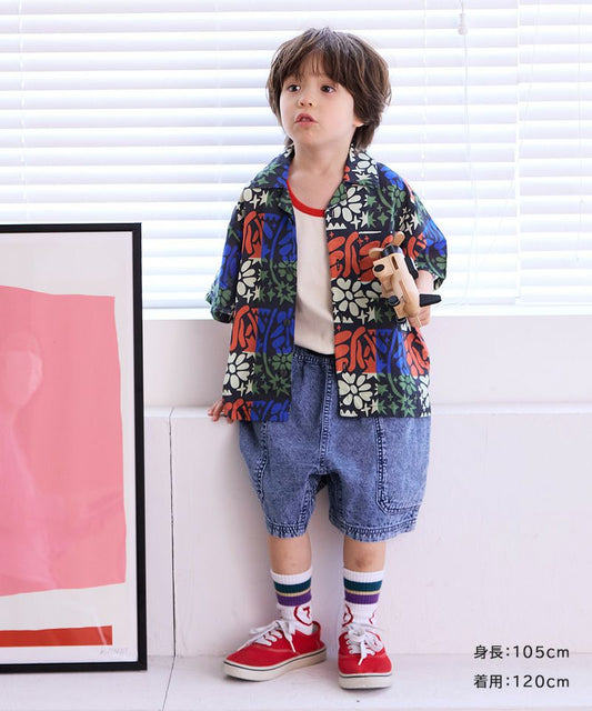 All-over print open collar shirt - Charcoal