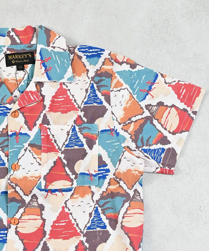 All-over print open collar shirt - Multicolor